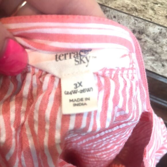Terra & Sky Pink and White Striped Long Sleeve Top 3X - Picture 3 of 9